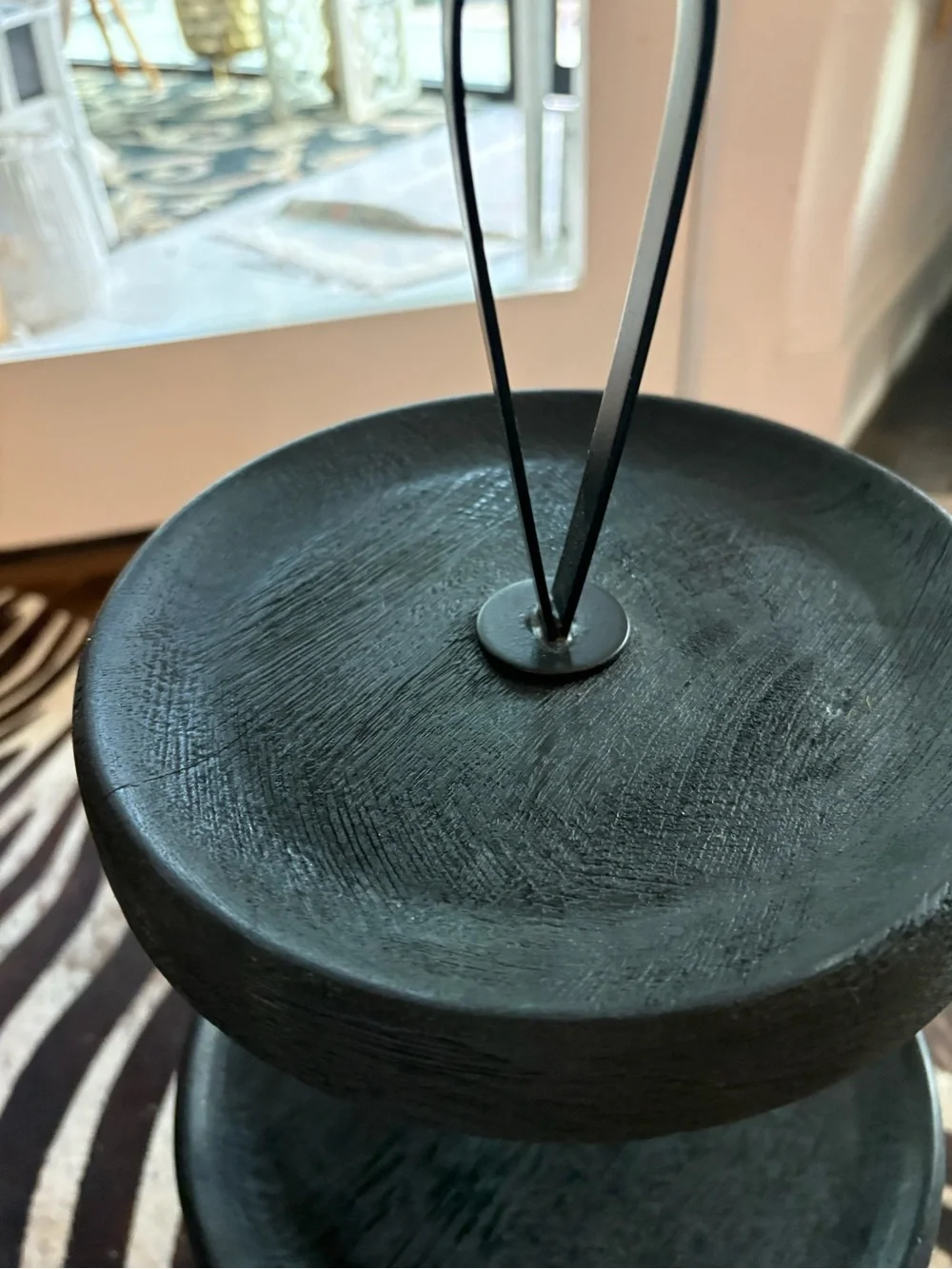 Three-Tier Black Wood Serving Stand